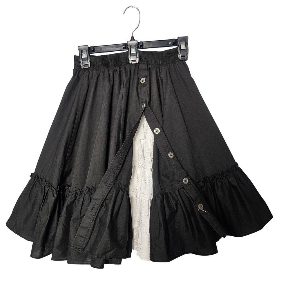 Malco Modes VTG Rockabilly S Black Ruffle Eyelet Prairie Square Dance Skirt